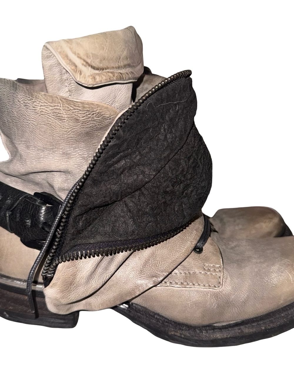A.S.98 Distressed Leather Moto Boots Avant Garde Lagenlook Combat Ankle 8.5 39 - Picture 5 of 9
